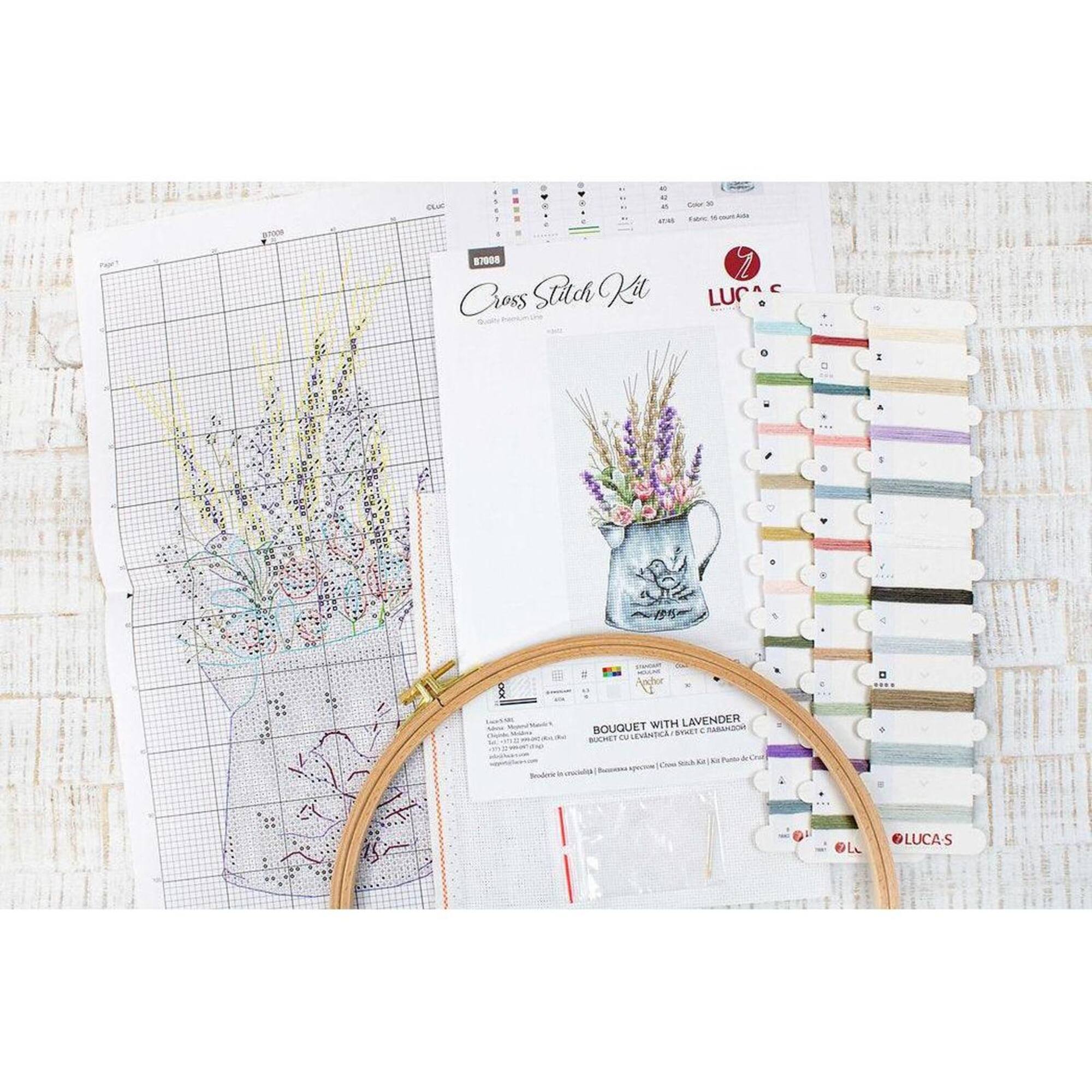 Luca-s Bouquet With Lavender Counted Cross Stitch Kit